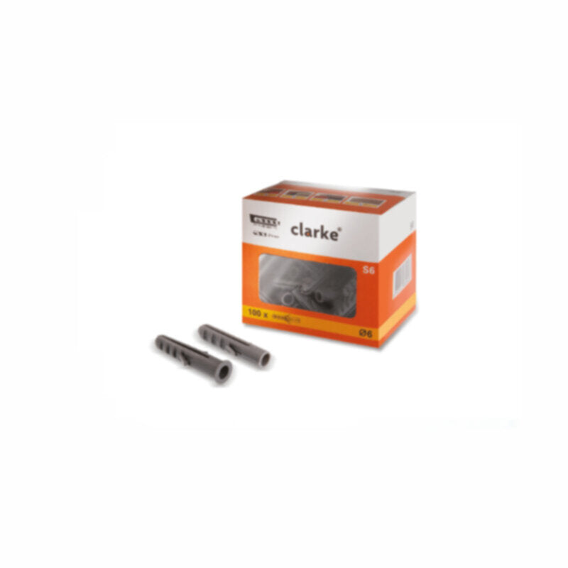 CLARKE | Wall Plug 6mm, Cap Type, Orange/White Color Box of 100 Pcs | CF6CT
