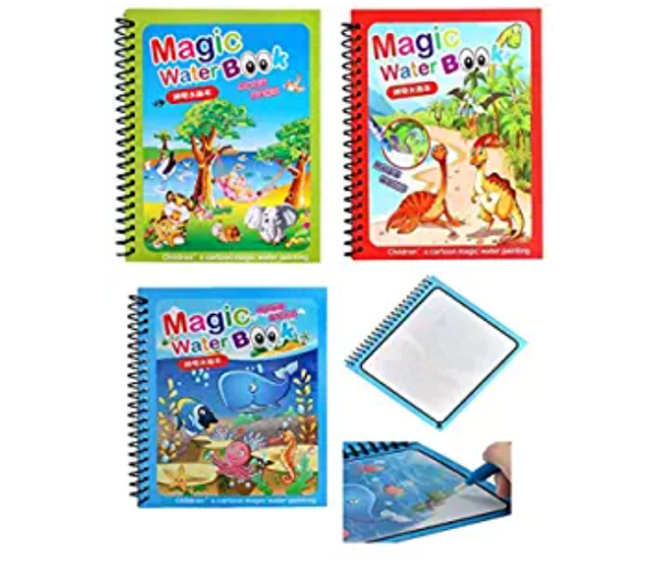4 Pieces Magic Water Book Reusable for Painting Children's Cartoon Images with Water Pen | JPL9550