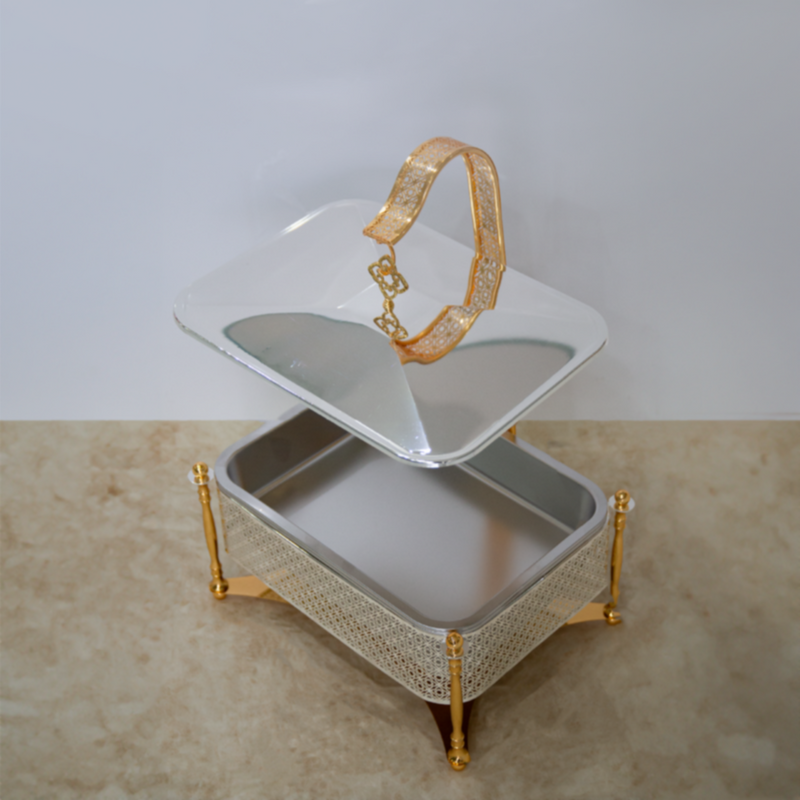 GENERIC | Chafing Dish Rectanlge 6ltrs Full Silver Gold | AQ1025-6SG