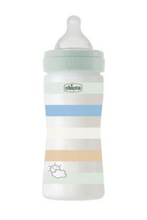 CHICCO | Baby Well Being Feeding Bottle For Boys - Green - 250ML - Medium Flow - Silicone | 28623210000