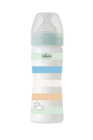 CHICCO | Baby Well Being Feeding Bottle For Boys - Green - 250ML - Medium Flow - Silicone | 28623210000
