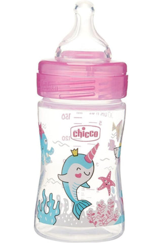 CHICCO | Baby Well Being Feeding Bottle For Girls - 150ML - Slow Flow - Silicone | 28611100000