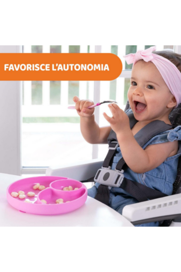CHICCO | Easy Menu Silicone Plate with Suction Cup - Pink | 10216100000