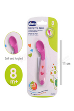 CHICCO | First Food Spoon Angled 8M + Soft Silicone Pink [Girl] | 16100100000