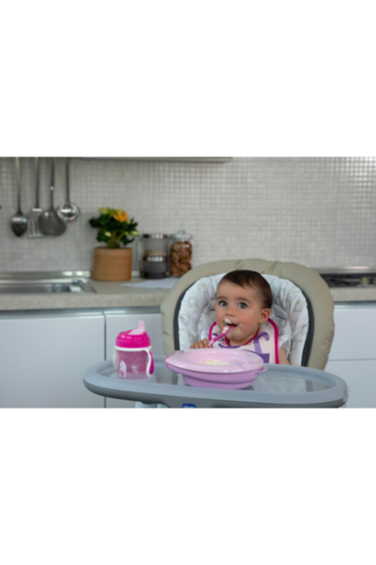CHICCO | First Food Spoon Angled 8M + Soft Silicone Pink [Girl] | 16100100000