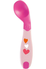 CHICCO | First Food Spoon Angled 8M + Soft Silicone Pink [Girl] | 16100100000