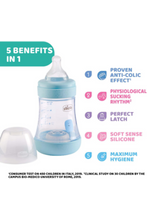 CHICCO | Perfect5 Bottle for Boys 0M+ - 150ML - Slow Flow - Silicone | 20211200040