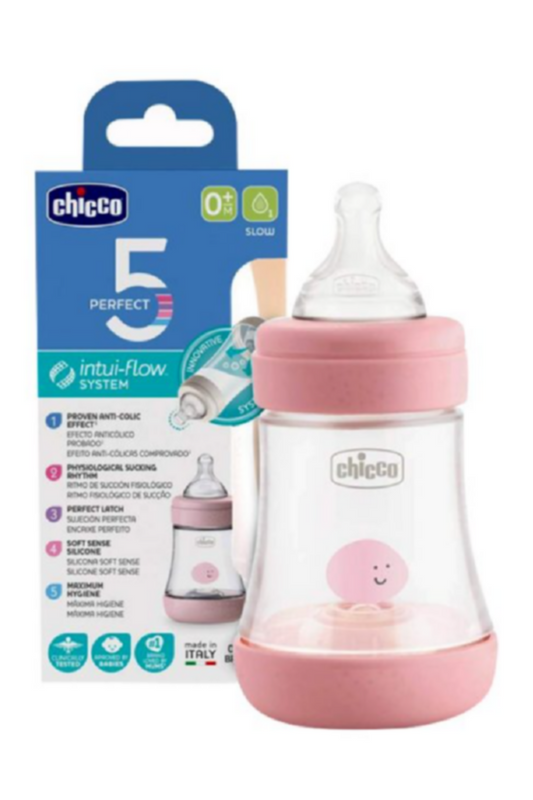 CHICCO | Perfect5 Bottle for Girls 0M+ - 150ML - Slow Flow - Silicone | 20211100040