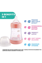 CHICCO | Perfect5 Bottle for Girls 0M+ - 150ML - Slow Flow - Silicone | 20211100040