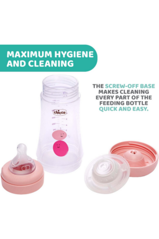CHICCO | Perfect5 Bottle for Girls 2M+ - 240ML - Medium Flow - Silicone | 20223100040