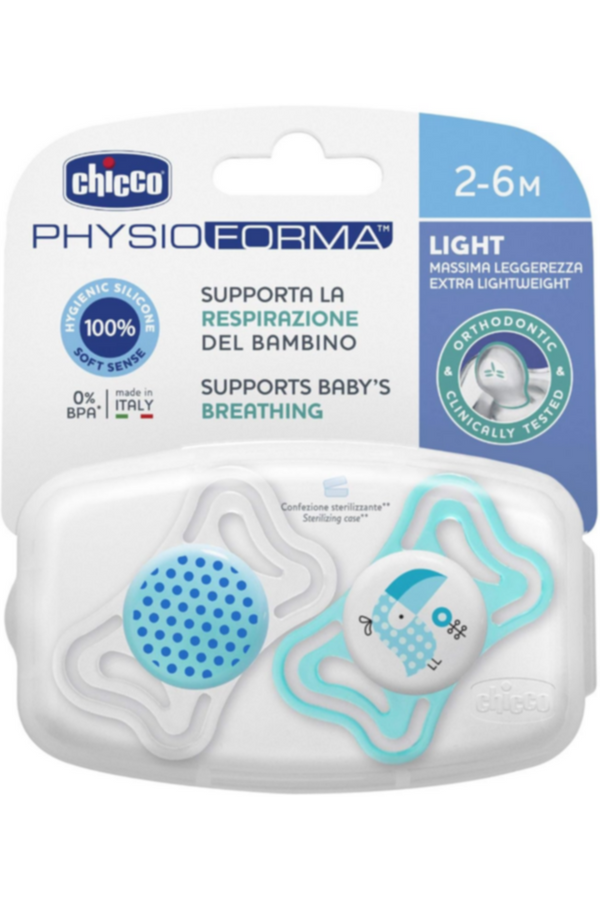 CHICCO | Silicone Soother Physio Light Boy 2-6M - 2PCS | 71031210000