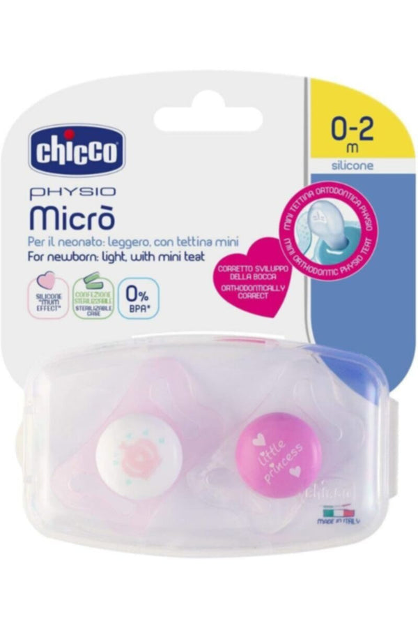 CHICCO | Silicone Soother Physio Micro Pink 0-2M - 2PCS | 75121110000