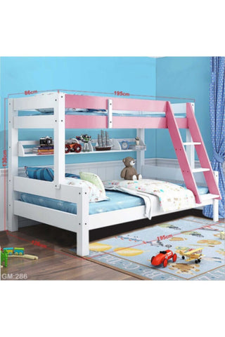 Children Wooden Double Bunk Bed Pink | 286