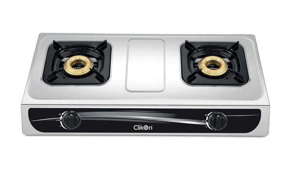 CLIKON | Double Burner Stainless Steel Gas Stove | CK2141
