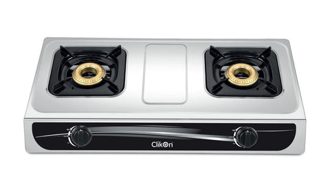 CLIKON | Double Burner Stainless Steel Gas Stove | CK2141