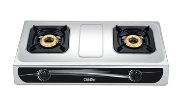 CLIKON | Double Burner Stainless Steel Gas Stove | CK2141