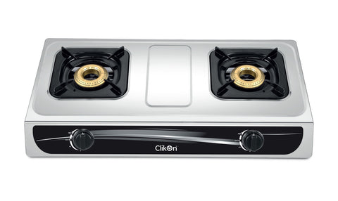 CLIKON | Double Burner Stainless Steel Gas Stove | CK2141