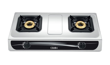 CLIKON | Double Burner Stainless Steel Gas Stove | CK2141