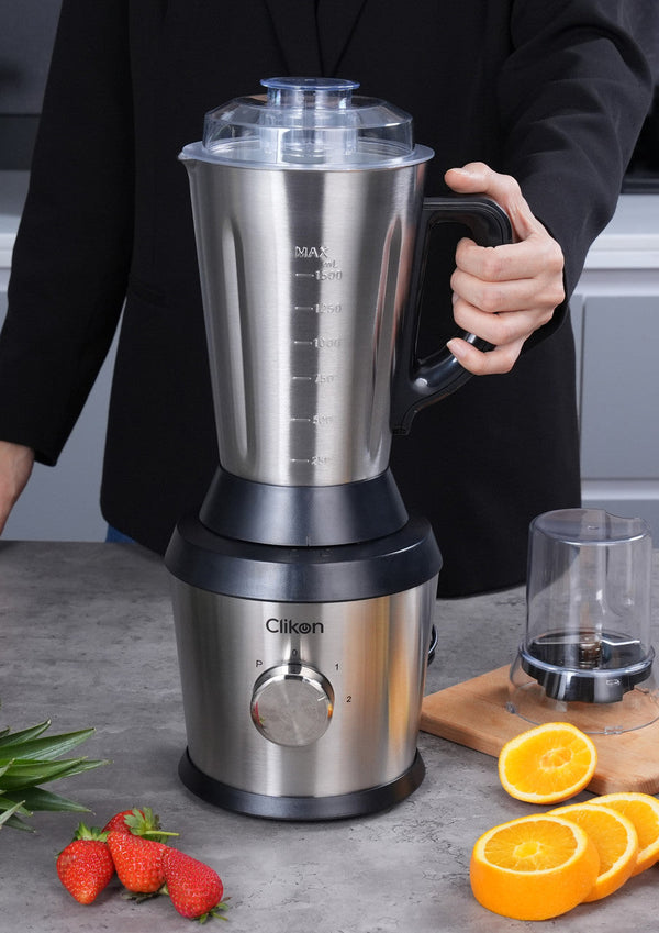 CLIKON | 2 In 1 Blender Stainless Steel Big Jar 1.5L 600W | CK2694