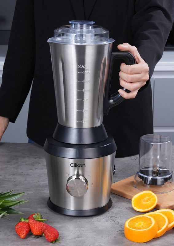 CLIKON | 2 In 1 Blender Stainless Steel Big Jar 1.5L 600W | CK2694