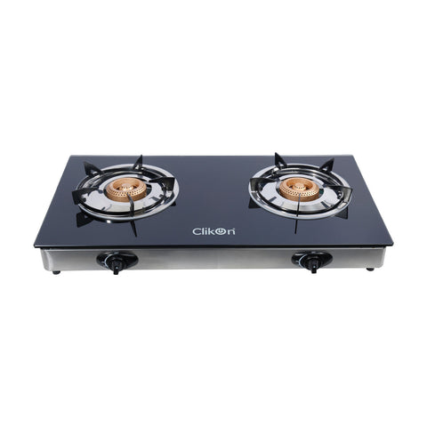 CLIKON | 2 Two Burner Glass Top Gas Stove | CK4278