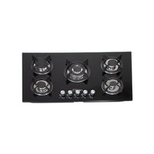CLIKON | 5 Burner Stainless Steel Glass Top Gas Hob Premium Kitchen Cooktop | CK4297