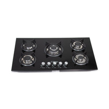 CLIKON | 5 Burner Stainless Steel Glass Top Gas Hob Premium Kitchen Cooktop | CK4297