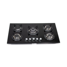 CLIKON | 5 Burner Stainless Steel Glass Top Gas Hob Premium Kitchen Cooktop | CK4297