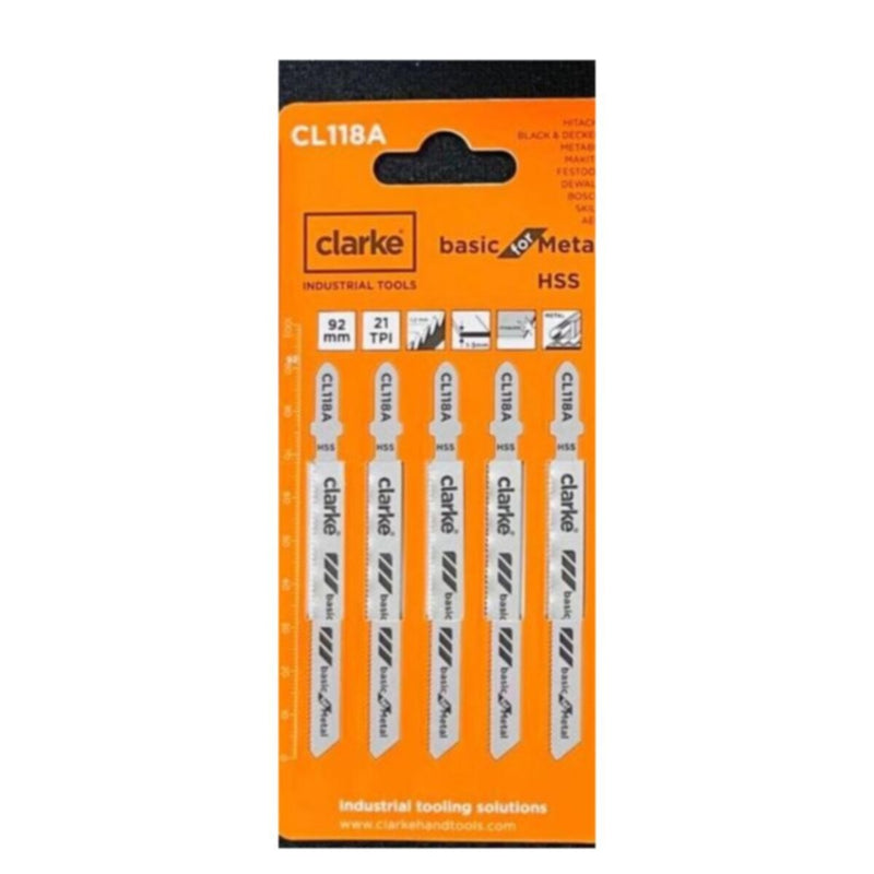 CLARKE | HSS Jigsaw Blade Basic for Metal 5Pcs | CL118A