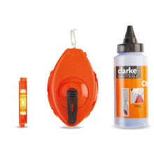 CLARKE | Chalk Reel Combination Set 30 Mtr 115Grm Blue Chalk with Retractable Self Locking Handle