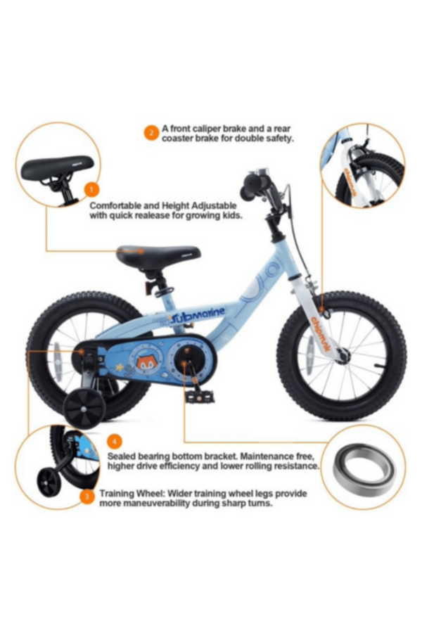 CHIPMUNK | Boys Girls and Kid's Submarine Steel 16" Bike Training Wheels and Kickstand  Navy Blue | CM16-4NB