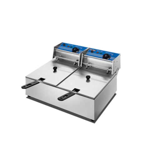 GENERALCO | Commercial Electric Fryer 2 Tank & Basket 5.5Ltr+5.5Ltr | HEF-82