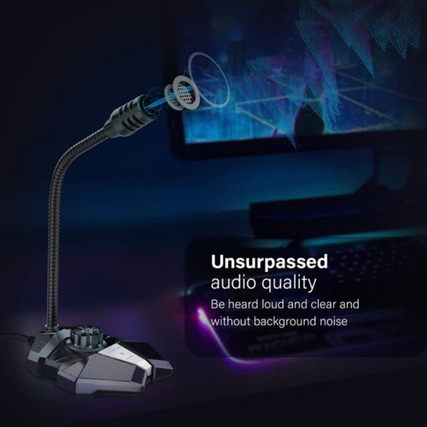 VERTUX | High Sensitivity Omni-Directional USB Gaming Microphone With Volume Control, Mute Button & 3.5MM Jack | CONDOR