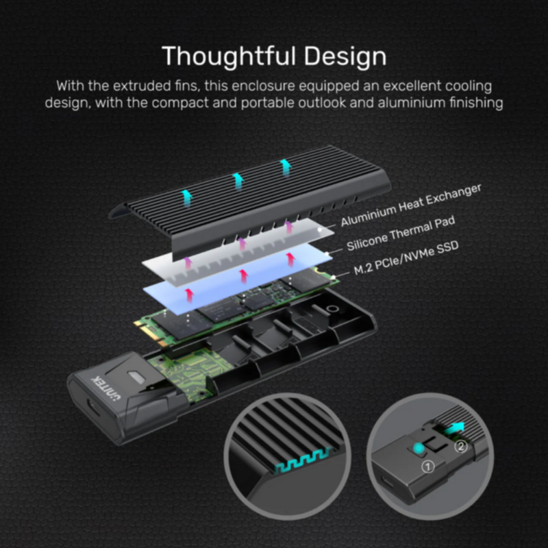 UNITEK | SolidForce PCIe/NVMe M.2 SSD Enclosure Lite