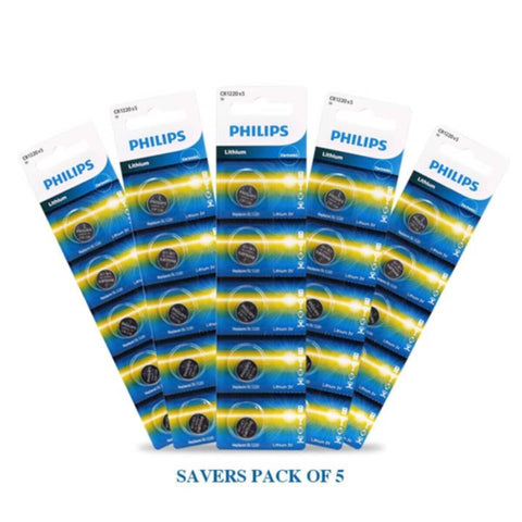 PHILIPS | Lithium Coin Battery 5's  (SAVERS PACK OF 5) | CR1220P5B/97