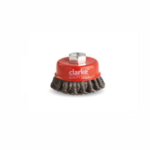 CLARKE | Cup Wire Brush M14 x 75mm Twisted with 1.2mm Thickness & 0.5mm Wire Dia | CWBT75C