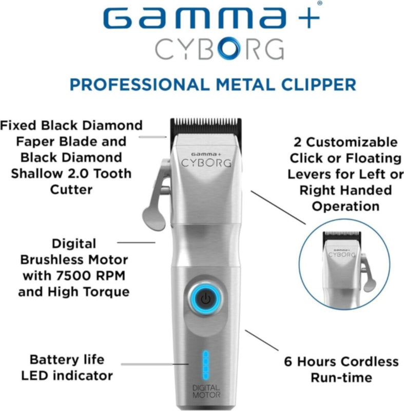 GAMMA+ | Cyborg Professional Metal Clipper with Long Life Motor