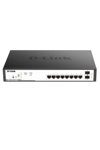 D-LINK | 10-Port 10/100/1000 Base-T Long Range 250m PoE+ Smart Switch with 8 PoE ports, 2 SFP ports, 96W PoE Power budget | DGS-F1100-10PS-E