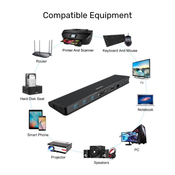 UNITEK | USB3.1 Universal Docking Station Black Color5V2A Power Adapter | D001A