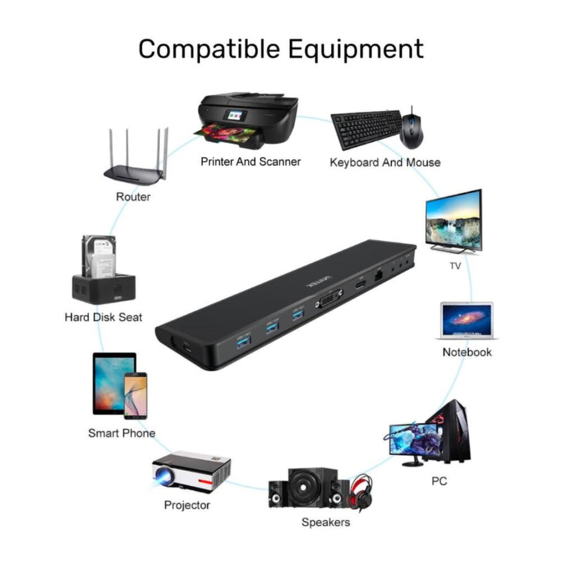 UNITEK | USB3.1 Universal Docking Station Black Color5V2A Power Adapter | D001A
