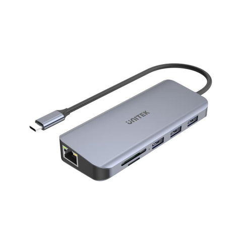 UNITEK |  9-in-1 USB3.1 Gen1 Type-C Hub (USB3.0*3 + HDMI + VGA + RJ45 + Card Reader + PD 100W), Space Grey (Replaces Y- 9115) | D1026B