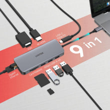 UNITEK |  9-in-1 USB3.1 Gen1 Type-C Hub (USB3.0*3 + HDMI + VGA + RJ45 + Card Reader + PD 100W), Space Grey (Replaces Y- 9115) | D1026B