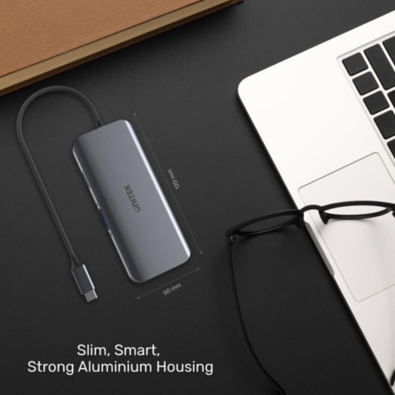 UNITEK |  9-in-1 USB3.1 Gen1 Type-C Hub (USB3.0*3 + HDMI + VGA + RJ45 + Card Reader + PD 100W), Space Grey (Replaces Y- 9115) | D1026B