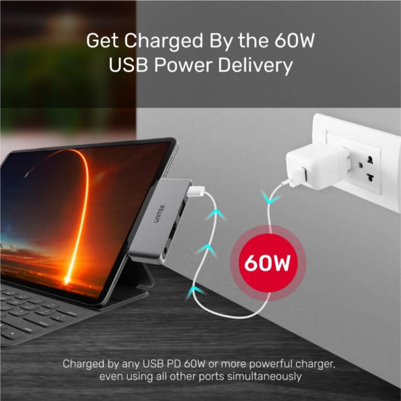 UNITEK | USB-C Hub For Ipad Pro & Other Type C Tablets Space Grey | D1034A