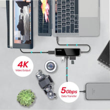 UNITEK |  5-in-1 USB3.1 Gen1 Type-C Hub (2*USB-A + HDMI + Card Reader), Space Grey+Black | D1036A