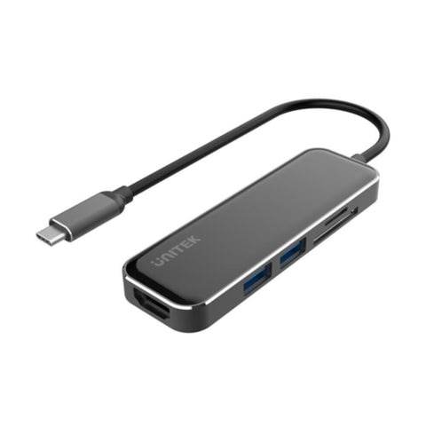 UNITEK |  5-in-1 USB3.1 Gen1 Type-C Hub (2*USB-A + HDMI + Card Reader), Space Grey+Black | D1036A