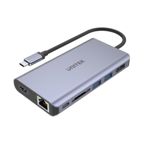 UNITEK |  USB3.1 Type-C Hub with MST (2*USB3.0 + HDMI + DP + RJ45 + Card Reader + PD 100W) | D1056A