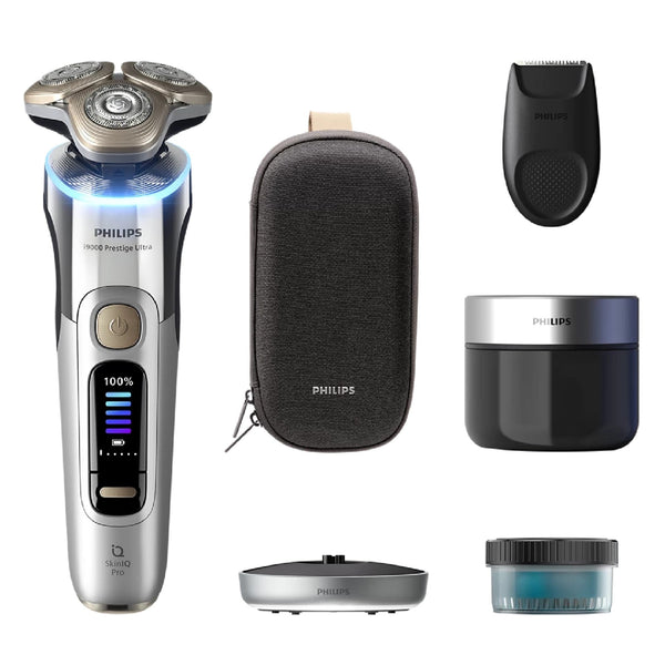 PHILIPS | i9000 Prestige Ultra Men's Wet and Dry Electric Shaver with SkinIQ Pro, Chrome | XP9404/31