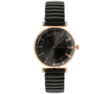 Treasure Simple Ladies Quartz Watch Casual Stainless Steel Elastic Stretch Strap - Black  | JPN3956