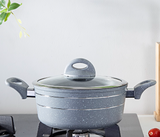 ROYALFORD | 24Cm Marble Smart Casserole With Glass Lid Grey | Rf9468